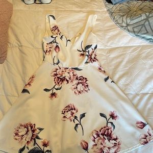 White and pink floral dress